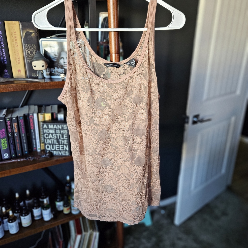 New York & Company Lace Camisole in Light Brown